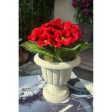 Nettenevime Yapay Çiçek Krem Antik Saksıda Kırmızı Kadife Menekşe Gerçekçi Doku 22cm