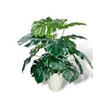Nettenevime Yapay Çiçek Krem Saksıda Monstera Deve Tabanı Yeşil Doğal Dokulu 18dal 50cm Salon Çiçeği Yapay Bitki