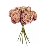 Nettenevime Yapay Çiçek Kuru Gül Pembe Gül Kurusu Renk 6Çiçek 4Tomurcuk 10Lu Demet Gelin Çiçeği Buketi