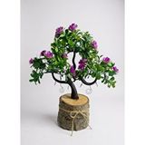 Nettenevime Yapay Çiçek Lila Çiçekli Bonsai Ağacı Dekoratif Kütük Saksıda Yapay Ağaç Bonzai Losus Çiçekli Mor