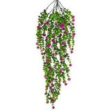 Nettenevime Yapay Çiçek Lila Sarkan Lotus Çiçekli Okaliptus Şimşir Yapay Sarmaşık 5dal 60cm Mor