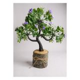 Nettenevime Yapay Çiçek Mor Çiçekli Bonsai Ağacı Dekoratif Kütük Saksıda Yapay Ağaç Bonzai Losus Çiçekli