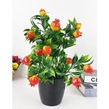 Nettenevime Yapay Çiçek Nar Ağacı Siyah Saksıda Nar 30cm Renksiz