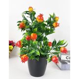 nettenevime Yapay Çiçek Nar Ağacı Siyah Saksıda Nar 30cm