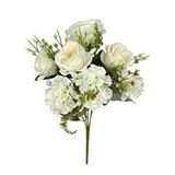 Nettenevime Yapay Çiçek Ortanca Ve Gül Demeti 40*25cm Büyükboy Krem Renksiz