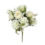 nettenevime Yapay Çiçek Ortanca ve Gül Demeti 40*25cm Büyükboy KREM