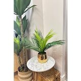 Nettenevime Yapay Çiçek Palmiye Areka Yapay Bitki Gold Metal Saksı Salon Çiçeği 9 Yaprak 50cm