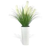 Nettenevime Yapay Çiçek Panpas Püskül Salon Bitkisi Beyaz Uzun Kumsal Vazoda 128*60cm Yeşil