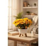 Nettenevime Yapay Çiçek Renkli Ayçiçeği Salon Çiçeği Zigon Saksıda Yapay Bitki 37*40cm Yeşil