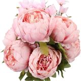 nettenevime Yapay Çiçek Şakayık 5 Kafalı Büyük Boy Demet İpek Kumaş PEMBE