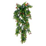 Nettenevime Yapay Çiçek Saksıda Sarkan Kırmızı Mineli Şimşir Okaliptus Yapay Sarmaşık 60Cm