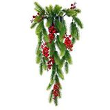 Nettenevime Yapay Çiçek Saksıda Sarkan Kokina Yılbaşı Çiçeği Red Berry 60cm Renksiz
