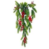 Nettenevime Yapay Çiçek Saksıda Sarkan Kokina Yılbaşı Çiçeği Red Berry 60Cm