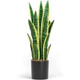 Nettenevime Yapay Çiçek Saksılı Yeşil Kılıç Çiçeği Dal 68cm Salon Çiçeği Metal Mat Siyah Saksılı Yapay Bitki Sarı