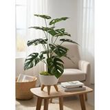 Nettenevime Yapay Çiçek Salon Bitkisi Monstera 70CM 18 Yaprak Beyaz Zigon Saksıda - Yeşil