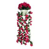 Nettenevime Yapay Çiçek Sarkan Fuşya Menekşe Krem Rengi Saksıda 4 Sarkan Dallı 70Cm