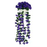 Nettenevime Yapay Çiçek Sarkan Mor Menekşe Krem Rengi Saksıda 4 Sarkan Dallı 70cm