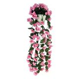 Nettenevime Yapay Çiçek Sarkan Pembe Menekşe Krem Rengi Saksıda 4 Sarkan Dallı 70Cm Vitrin