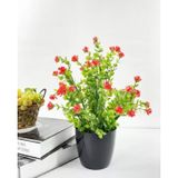 nettenevime Yapay Çiçek Siyah Saksıda Kırmızı Mineli Şimşir Büyük Boy 33x25 cm