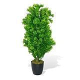 Nettenevime Yapay Çiçek Siyah Saksıda Yeşil Fesleğen Bonsai Ağacı 55cm Renksiz