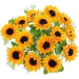 Nettenevime Yapay Çiçek Sunflower Ay Çiçeği Büyük Demet 12 Dallı 50CM - Sarı