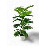 Nettenevime Yapay Çiçek Tropik Areka 80cm 23 Yapraklı Salon Çiçeği Beyaz Saksılı Yapay Bitki Yeşil