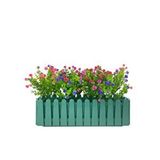 Nettenevime Yapay Çiçek Yeşil Gold Çit Balkon Saksısı Renkli Mineli Şimşir Çiçekli 55*35cm Çok Renkli