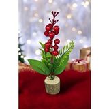 Nettenevime Yapay Çiçek Yılbaşı Çiçeği Kokinalı Kütük Saksılı Dekoratif Süs 20cm
