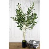 Nettenevime Yapay Çiçek Zeytin Ağacı 3 Dallı 100 cm Metal Mat Siyah Saksıda Yapay Ağaç