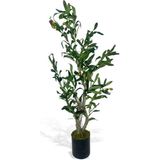 Nettenevime Yapay Çiçek Zeytin Ağacı Doğal Gövdeli Galvaniz Siyah Saksıda 95Cm Yapay Ağaç
