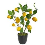 Nettenevime Yapay Limon Ağacı 40cm Gerçek Doku Siyah Plastik Saksılı Dekoratif Süs Çiçeği Sarı
