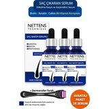 Nettens Saç Dökülmesine Karşı Güçlendirici Hızlı Saç Uzatan Saç Çıkaran Gürleştirici Serum 3 Adet + Dermaroller