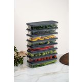 netteucuzluk 8'li (8 X 1170 ml) Buzdolabı Organizer Mikrodalga Ve Difrize Uygun Saklama Kabı Antrasit
