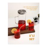 netteucuzluk Borosilikat Cam Sürahi Ve Bardak Seti (1ADET 1500ML SÜRAHİ 2ADET 350ML CAM BARDAK 2ADET CAM PİPET)