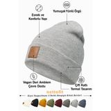 nettofit Erkek Kışlık Deri Etiket Detaylı Gri Melanj Yün Bere