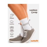nettofit Tekli Kadın Lastiksiz Beyaz Penye Soket Çorap Roll Top ve Çorabı