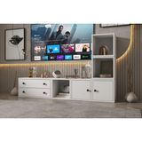 Nettrends Modern Modüler Tv Ünitesi Seti - 2 Çekmeceli ve Çok Amaçlı Kitaplık Bölmeli Tv Sehpası NRG-TVT-1025 - Beyaz