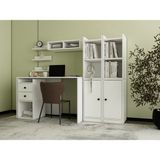 Nettrends Modüler Ofis Çalışma Masası Kitaplıklı Çekmeceli Dolaplı BEYAZ-NRG-OFM-1001 - 160X120