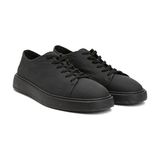 Network Black Men's Leather Sneakers - Siyah