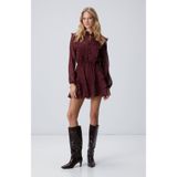 Network Bordo Desenli Mini Elbise