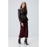 Network Bordo Midi Saten Etek