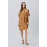 Network Camel Mini Keten Elbise