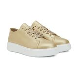 Network Gold Women's Leather Sneakers - Altın Rengi