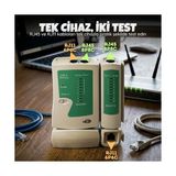 Network Kablo Tester RJ11 Internet Kablosu Kontrol Cihazı - Cat5/6/7/8 Ethernet Kablo Uyumlu - Ayrılabilir Remote Modül - LED Göstergeli Hatalı Bağlantı Tespiti - Hızlı/yavaş Mod - Option-1