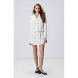 Network Kırık Beyaz Evaze Mini Tweed Etek