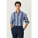 Network Lacivert Beyaz Çizgili Gömlek