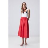 Network N-Green Nar Çiçeği Beli Lastikli Midi Poplin Etek
