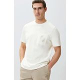 Network Off-White Embroidery Detail T-Shirt - XL - Ekru
