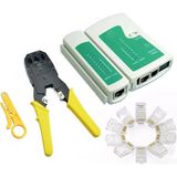 Network Seti - RJ45 RJ11 Pense - Cat5/6 RJ45 - RJ11 Adsl Test Cihazı - 100 Adet RJ45 Konnektör - Sarı