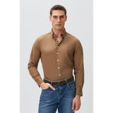 Network Slim Fit Kahverengi Cotton Gömlek